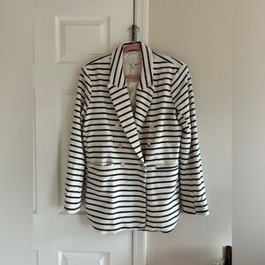 Josie Large Black and Cream Horizontal Striped Blazer
